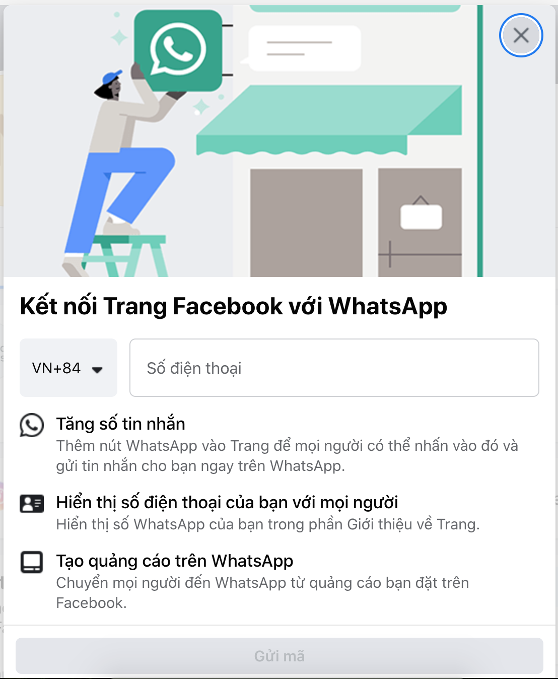 Kết nối trang Fanpage Facebook với WhatsApp